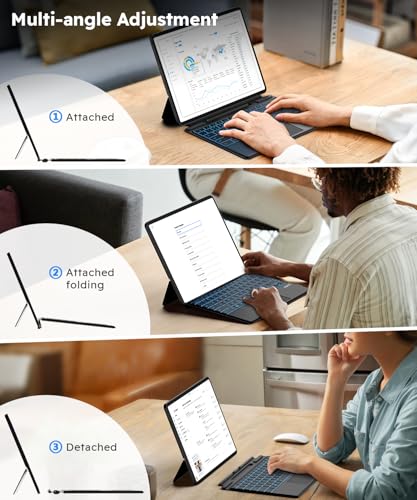 Image of Surface Pro 11 /10 /9 /8 /X Keyboard, Ultra-Slim Wireless Bluetooth Surface Keyboard with Palm-Rejection Trackpad, 7-Color Backlit, Sleep /Wake Function, Long Battery Life