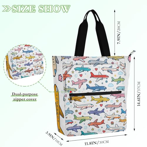 Bolsa de libros para niños con diseño de avión colorido ideal para la escuela 4