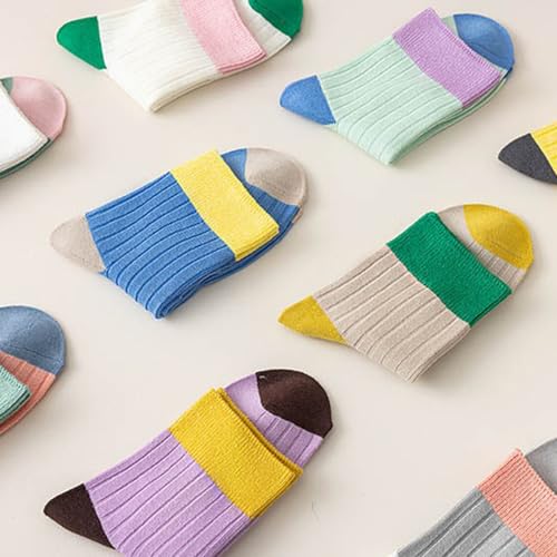 CHUNFO Womens Crew Socks Running Classic Solid Basic Colorful Cotton Athletic Dress Sock Ankle Size5-9.52