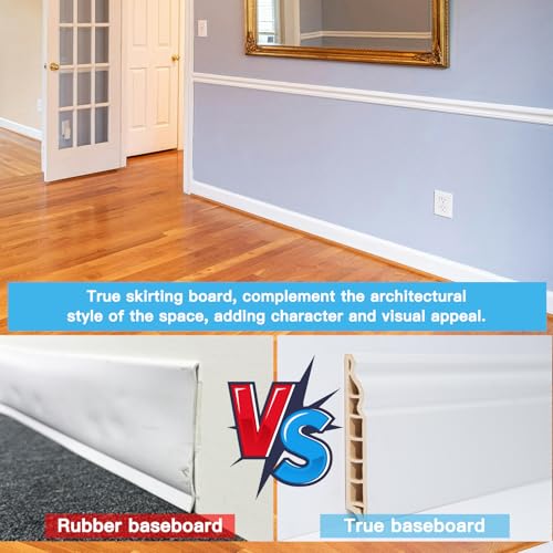 Image of Art3d High Impact Baseboard Wall Molding Trims, Skirting Board, White