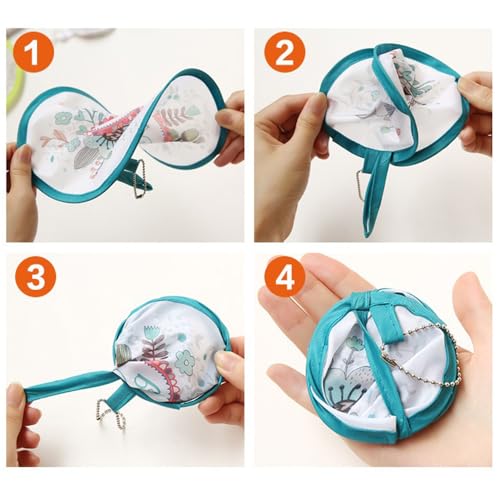 CENPEK 4-teiliger runder Faltbarer Handventilator, japanischer Sommer-Faltventilator, tragbarer Ventilator mit exquisitem Muster, geeignet für Hochzeitsfeiern, Heimdekoration, persönliche Dekoration