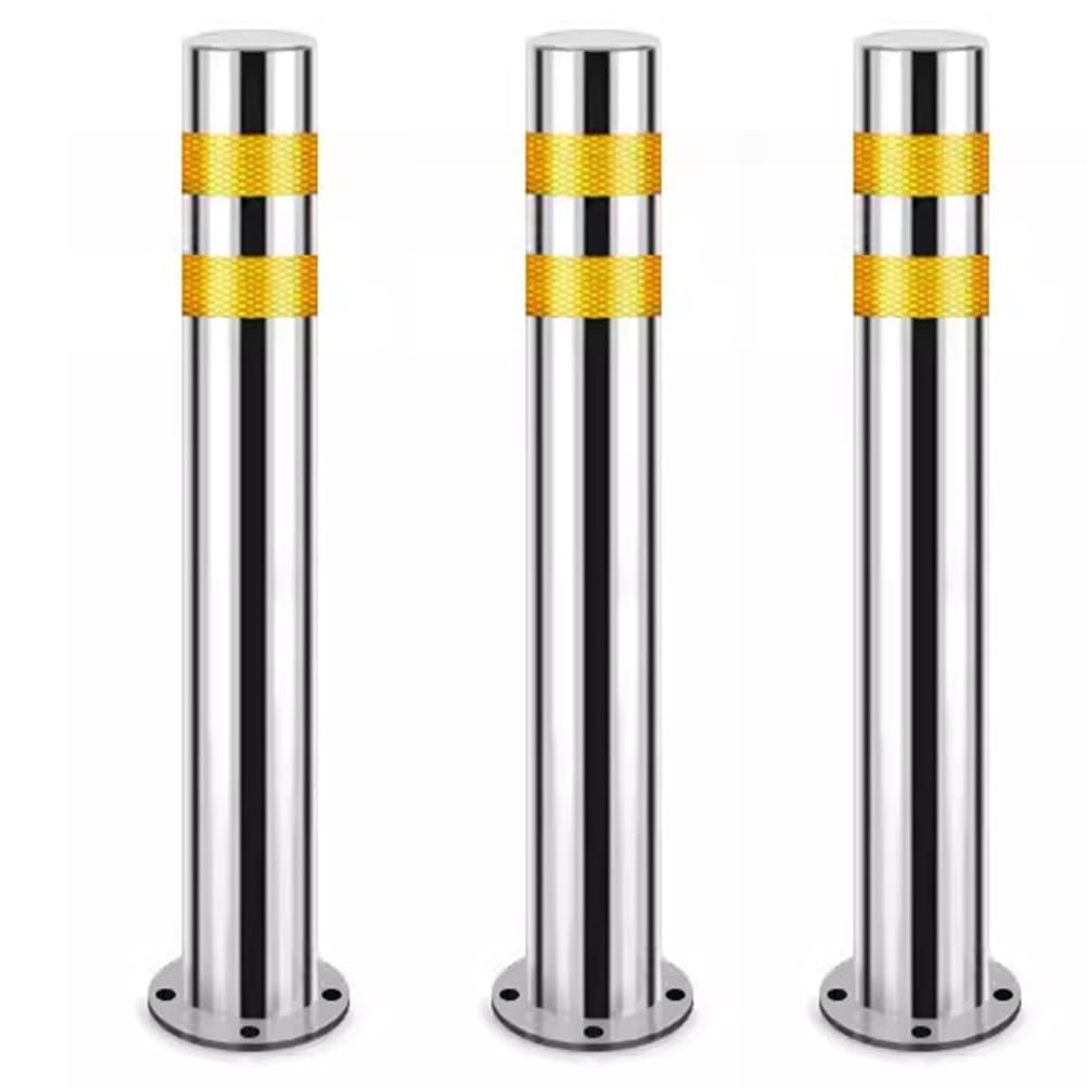HCZKIUJY Security Bollards with Reflective Strips for Driveway and Parking Lot Protection (2pcs 76 * 60CM)