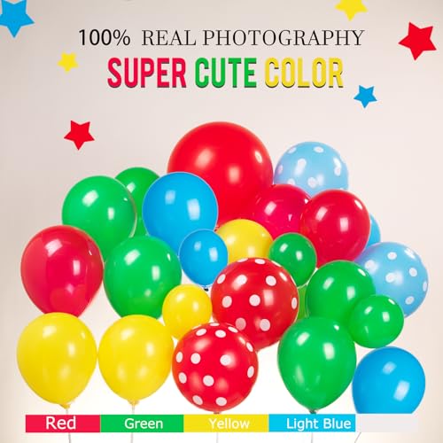 Image of Video Game Birthday Party Decorations Kit with Red Yellow Blue Balloon Arch