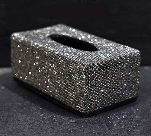 REAPP Boîte à mouchoirs Strass Voiture Tissue Box Cristal Auto Tissue Holder Car Styling Femmes Diamant Tissu Papier Couverture (Color : Large Size Gray, Size : 1) Cover