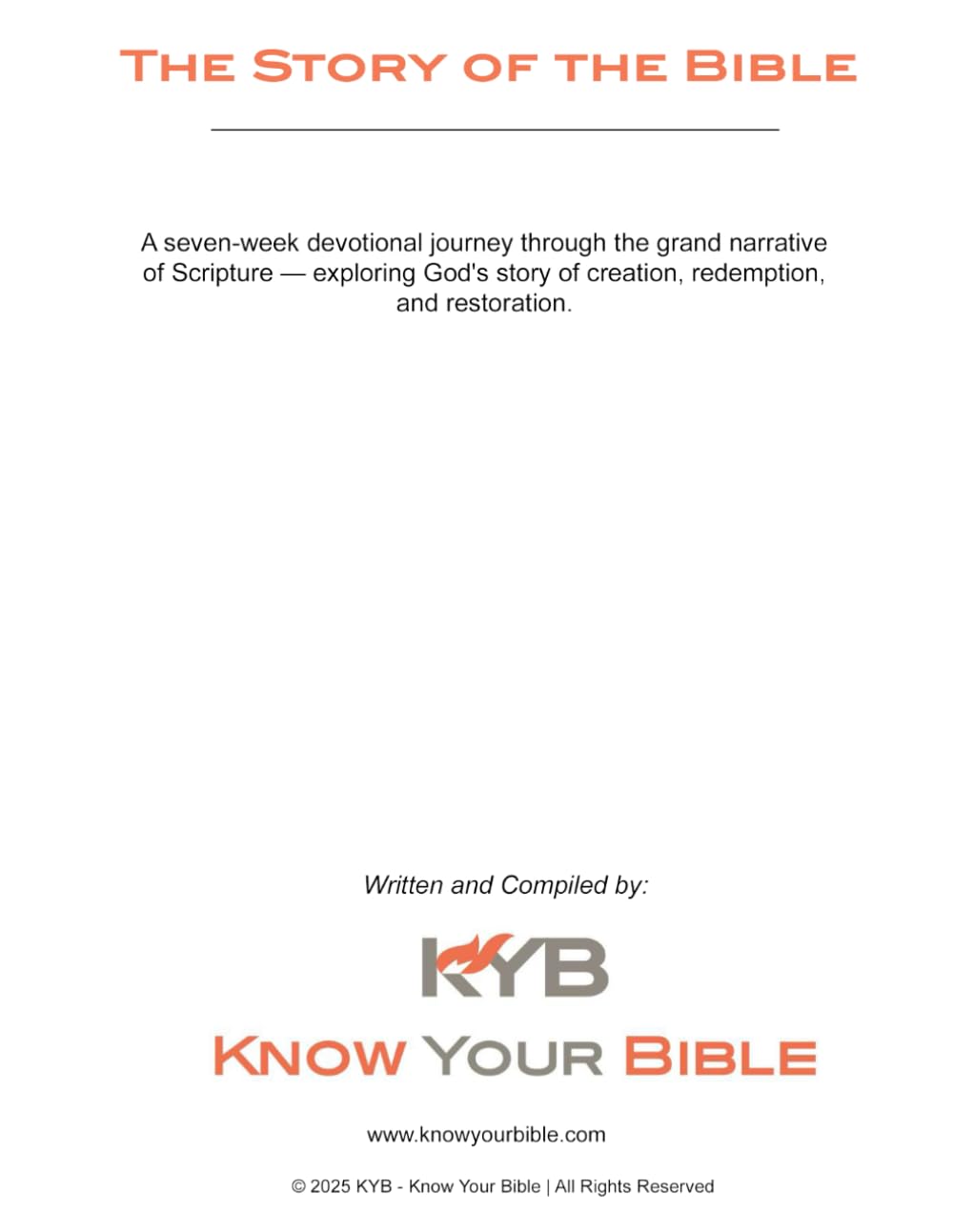 The Story of the Bible: A Companion Devotional Workbook for KYBs "The Story of the Bible" Video Series