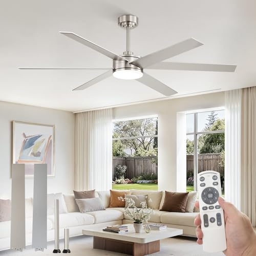 Image of Fanbulous 60 inch Outdoor Ceiling Fans with Lights, Dimmable 3CCT, Nickel