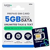 Lycamobile 30 Day USA Prepaid SIM Card for Cell Phones with 5GB High Speed 4G LTE/5G Data, International Talk & Text to 100+ Countries, Quick Activation, 3-in...