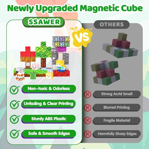 SSAWER Magnetic Blocks, 150PCS Magnetic Building Blocks, Stacking Magnets for Kids, Sensory Toy for STEM Constructions Magnet Blocks for Boys Girls Age 3+, Christmas Birthday Gifts by SSAWER - Image 4