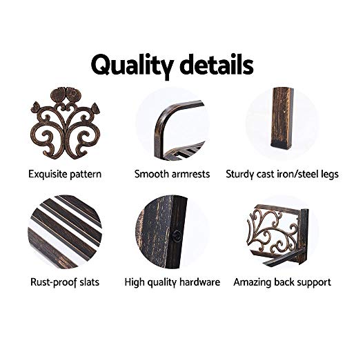 image for Gardeon Garden Bench Seat Outdoor Chair Steel Iron Patio Furniture Lou