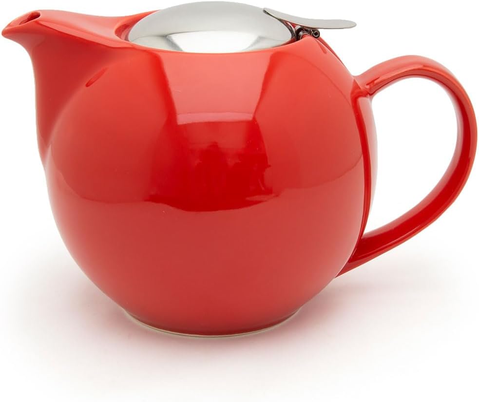Zero Japan 34 oz Ceramic Teapot with Infuser for Loose Tea - Lead & Cadmium Free, Smooth-Pour Spout, Dishwasher Safe Large Ceramic Loose Leaf Tea Pot (Stainless Steel Infuser & Lid Removable), Gold