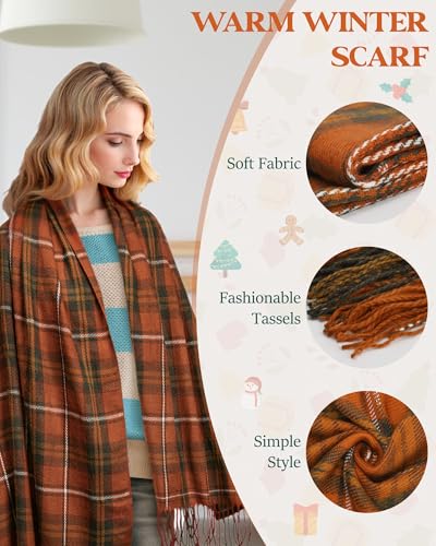 YSense Women's Long Plaid Blanket Scarf Chunky Oversized Winter Fall Warm Big Tartan Scarves Wrap Shawl Ladies Gifts4