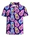 Weecreeture Boys Neon Graphic Polo Shirt Fun Printed Short Sleeve Golf Hawaiian Shirt – Summer, School, Party, Beach Wear Navy Neon Pineapple 9-10 Years