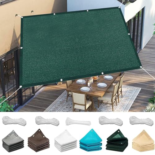 Toldo vela rectangular verde oscuro de 30 x 340 cm con protección solar para balcón exterior 2