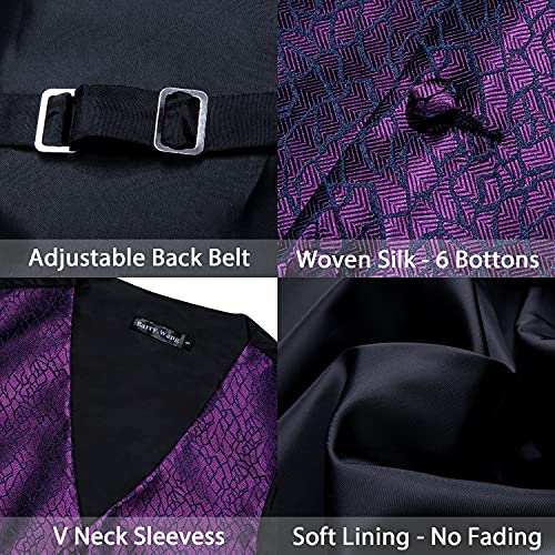 Image of Barry.Wang Mens Suit Vest Paisley /Flower Silk Jacquard Waistcoat Ties Set Formal /Leisure 5PCS