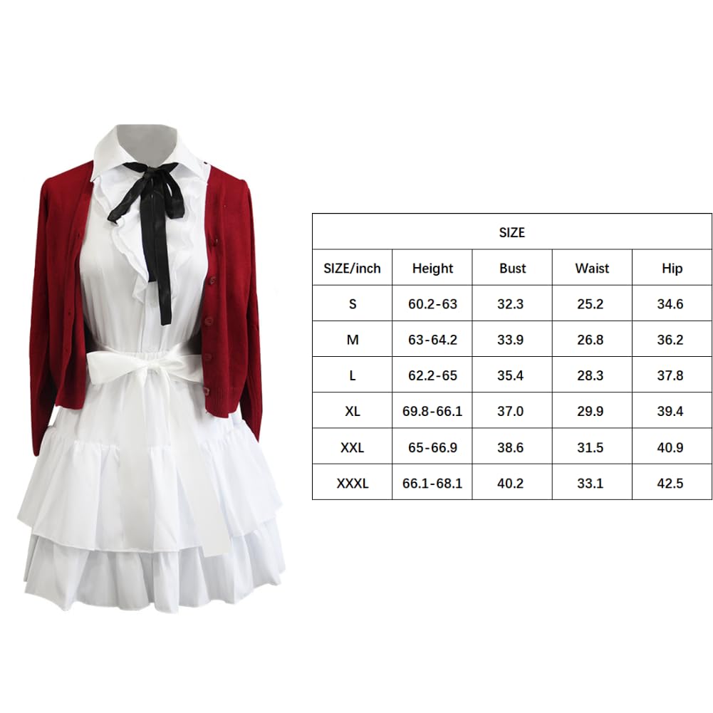 Katou Megumi kostium cosplay z postacią anime, biała sukienka, czerwony płaszcz, pełny zestaw na Halloween, karnawał, imprezę, do odgrywania ról, strój dla kobiet