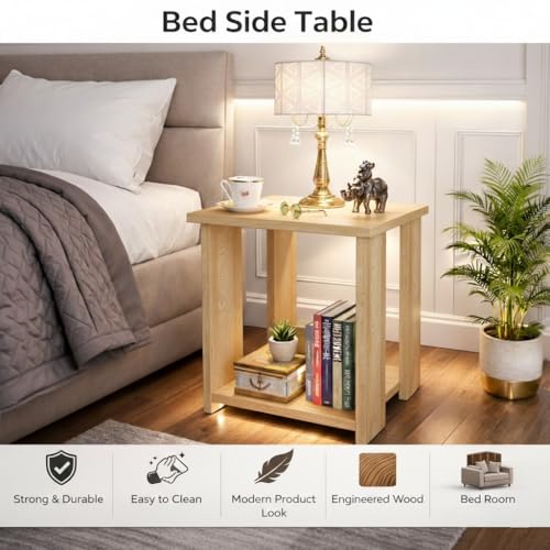 Image of SPYDER CRAFT Modish Wood Bedside Table for Bedroom|Wooden Modern Side Tables for Bedroom|Side Table for Bed Room|Corner Table for Bed Room (Finish Color -Oak, DIY(Do-It-Yourself))