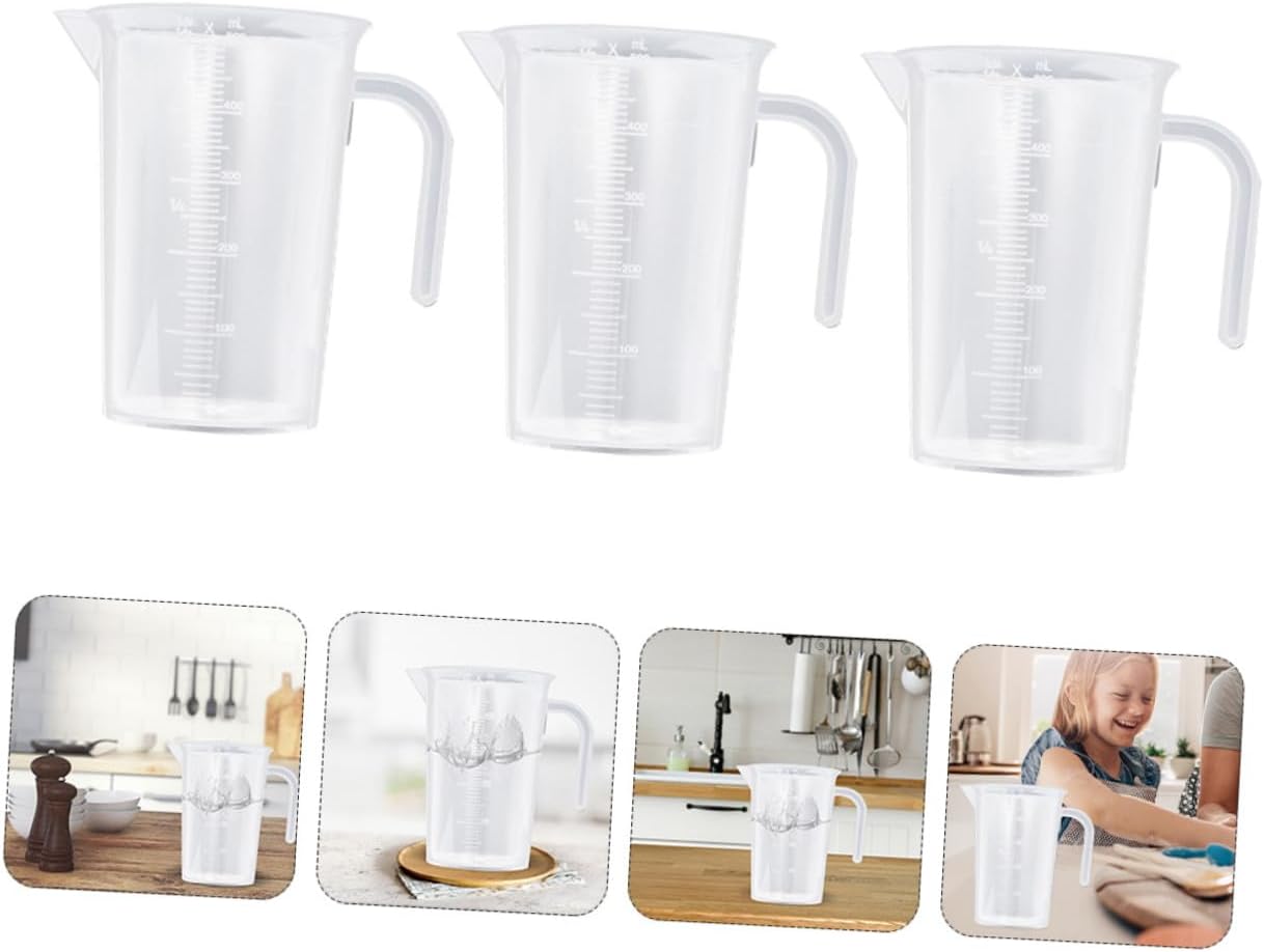 5pcs Plastic Graduated Measuring Cups for Kitchen Baking Cooking with Easy-grip Handle and Accurate Scale Markings Transparent Measuring Jugs