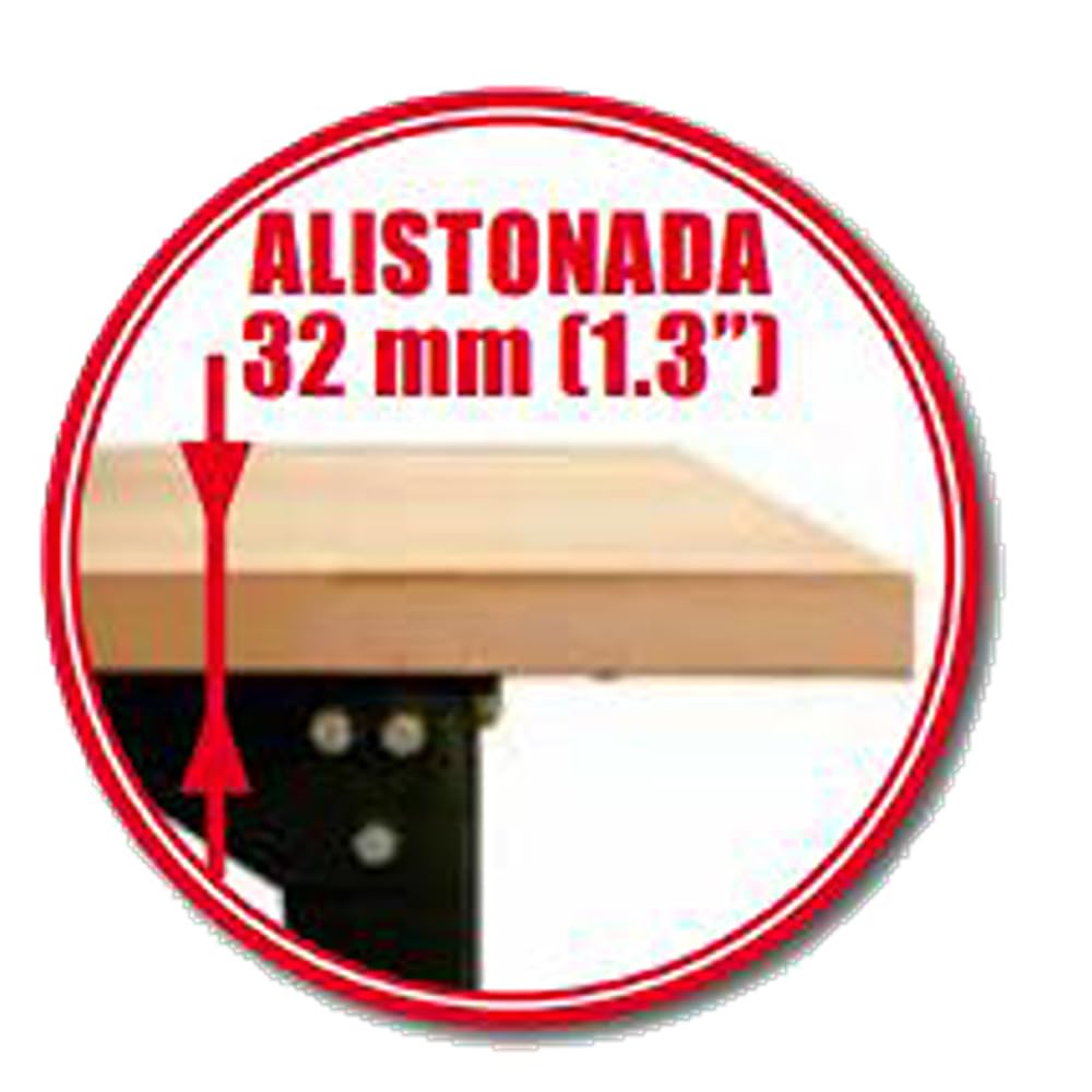 SimonRack Banco de Trabajo Taller, Capacidad Carga 1000 kg, 865x1200x750 mm, Mesa de Trabajo, 1 Cajón, Gris/Haya - BT6 PRO | Tablero Madera Alistonada 32 mm, Capacidad Carga 1000 kg, Madera Haya, Gris , Pintura anticorrosión