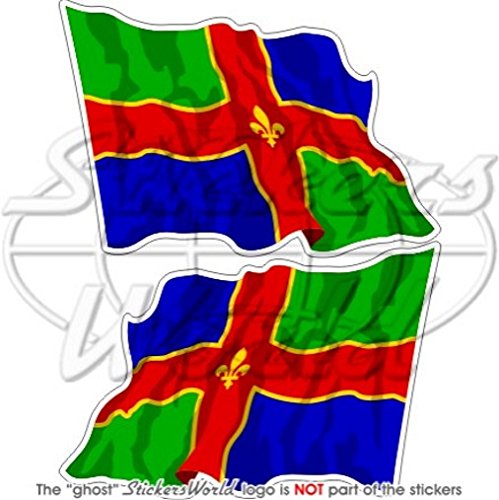 Lincolnshire County Waving Flag Lincoln England Britain UK 4,7" (120mm) Vinyl Bumper Stickers, Decals x2