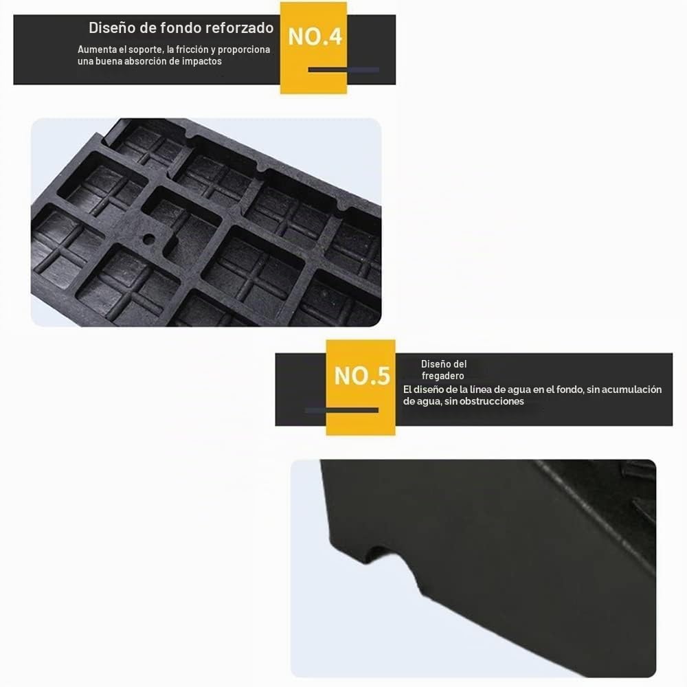 ZJIEX Rampa De Umbral De Goma, Rampa De Bordillo Antideslizante, Rampa Para Silla De Ruedas De 13-19cm Alto, Rampa De Robot De Barrido (Color : Negro, Tamaño : 50x40x17cm)