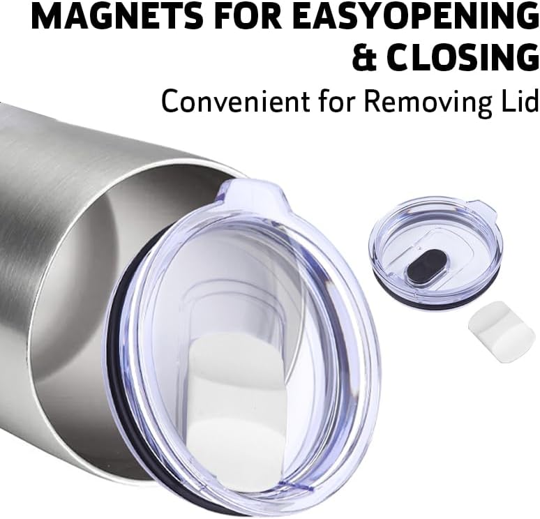 Miniatura 5 de Tapas magnéticas de repuesto de 20 onzas para Yeti, compatibles con YETI Old Style Rtic, tapa de vaso de café, a prueba de derrames, con interruptor