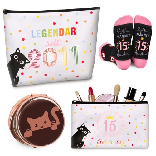 TUZELIYA 2026 Originelle 15 Jahre Mädchen Geschenk 4 Stück Geburtstagsgeschenk für Damen Lustige Geschenke für 2011 Mädchen Tochter Freundin Schwestern