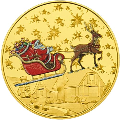 Moneda de Papá Noel conmemorativa de Navidad, moneda de oro conmemorativa de Feliz Navidad, moneda de coleccionista, medallón de alivio colorido, regalo pequeño de Navidad, patrón de Papá Noel, moneda