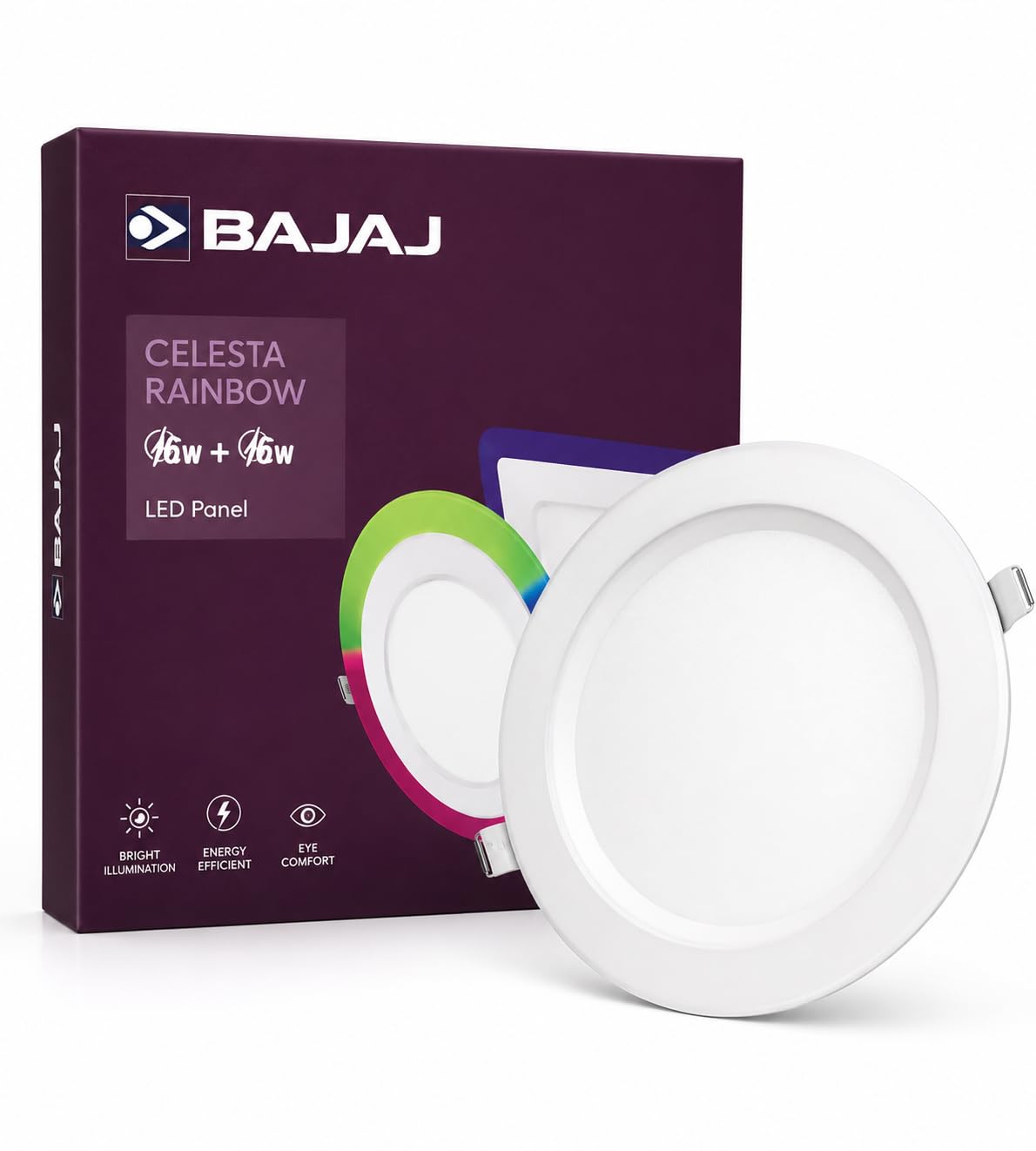 Bajaj Celesta Rainbow LED Panel Light, 6W + 6W, Round | Dual Colour Panel, 3 Operational Modes, 420 lm Brightness, 104mm Cutout Size, 2 Year Warranty-image-13