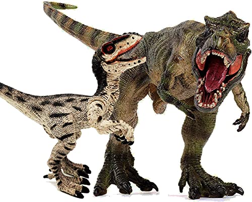 Gemini&Genius Tyrannosaurus Rex And Velociraptor Set With Movable Jaw Dinosaur Toys Dinosaur World Action Figures Birthday Gift Toys And Cake Topper For Kids 3-12 Years Old #TOP30