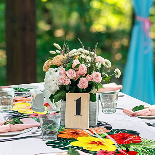 Image of Irenare 3 Sheets Hawaiian Luau Tablecloths for Party Decoration 54 x 108'' Tropical Palm Leaves Table Cloth Hawaii Disposable Rectangular Plastic Table Cover for Summer Beach (White)
