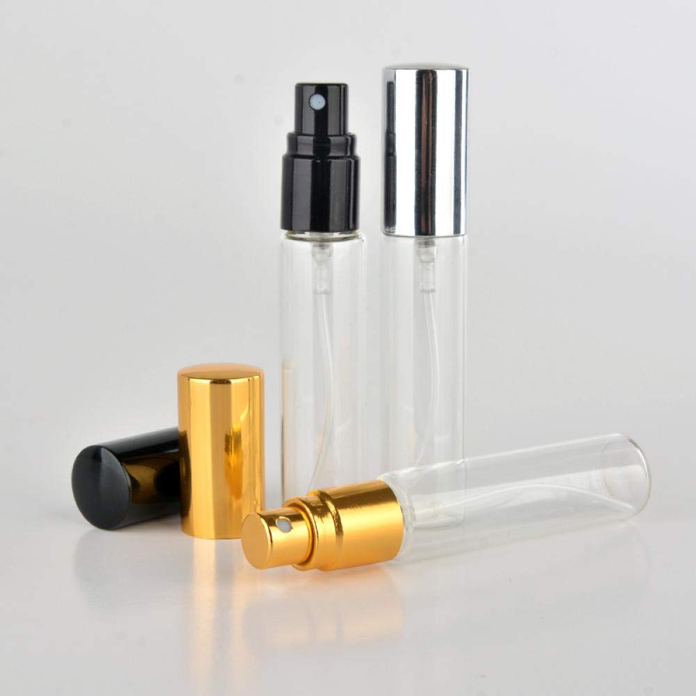 Bottigliette Plastica100 Pezzi / 5 ml 10 ml Bottiglia di Profumo Portatile in Vetro Ricaricabile con atomizzatore in Alluminio Custodia Vuota per Profumo per viaggiatore-15ml_Argento