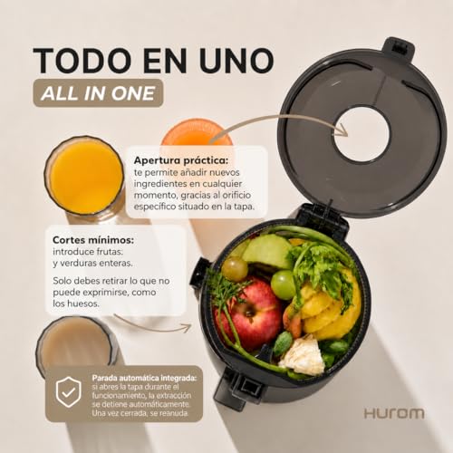 Miniatura 4 de Extractor De Zumos Y Verduras De Alta Capacidad - Licuadora Prensado En Frío Con Cámara Easy Clean Entrada Amplia Control De Pulpa Motor Silencioso Y Eficiente Hurom