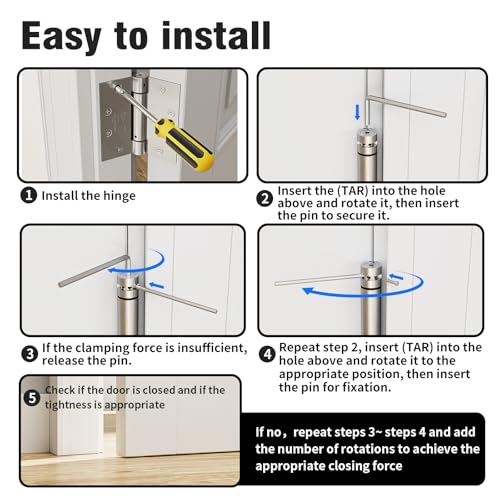 Bubxo 3 Pack Self Closing Door Hinges 4.5 Inch, Spring Loaded Door Hinges by Bubxo - Used condition - Image 6