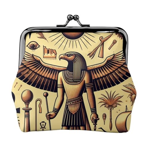 Pu Leather Buckle Coin Purse Ancient-Egyptian-Pharaoh-Eye Girls Kiss-Lock Change Purse Wallets