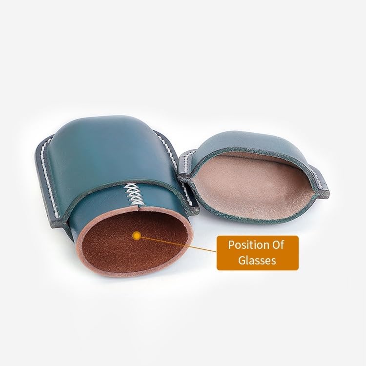 A,Bafnsiji Obudowy z okularami retro, owalne pudełko z twardymi okularami, skórzane etui na okulary, skórzane etui na okulary dla kobiet i mężczyzn, ręcznie robione skórzane etui na okulary