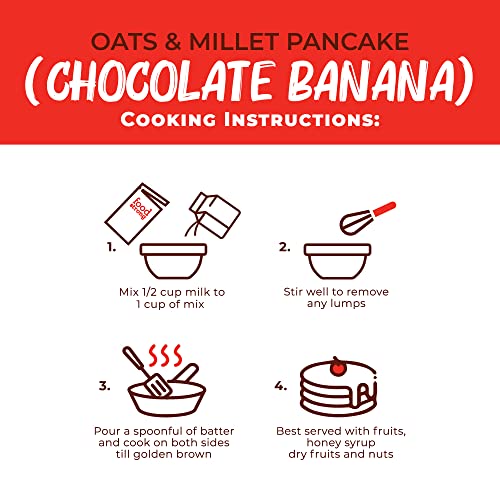 Image of Foodstrong Oats and Millets Chocolate Banana Pancake Mix, High Protein & Fibre, No Maida, No Refined Sugar - Made With Jaggery, Eggless Instant Breakfast Mix 250 g
