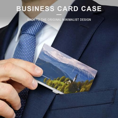 Slim Metal Business Card Holder - Slovenia Landscape Aluminum Alloy Card Case with Buckle Closure, Holds 20 Cards & Cash, Professional Credit Card Size ID Holder for Men Women Gift3