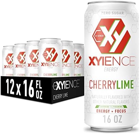 XYIENCE Energy Drink | Cherry Lime | Sugar Free | Zero Calories | Natural Flavors | Vitamin Fortified | 16 Ounce (Pack of 12)