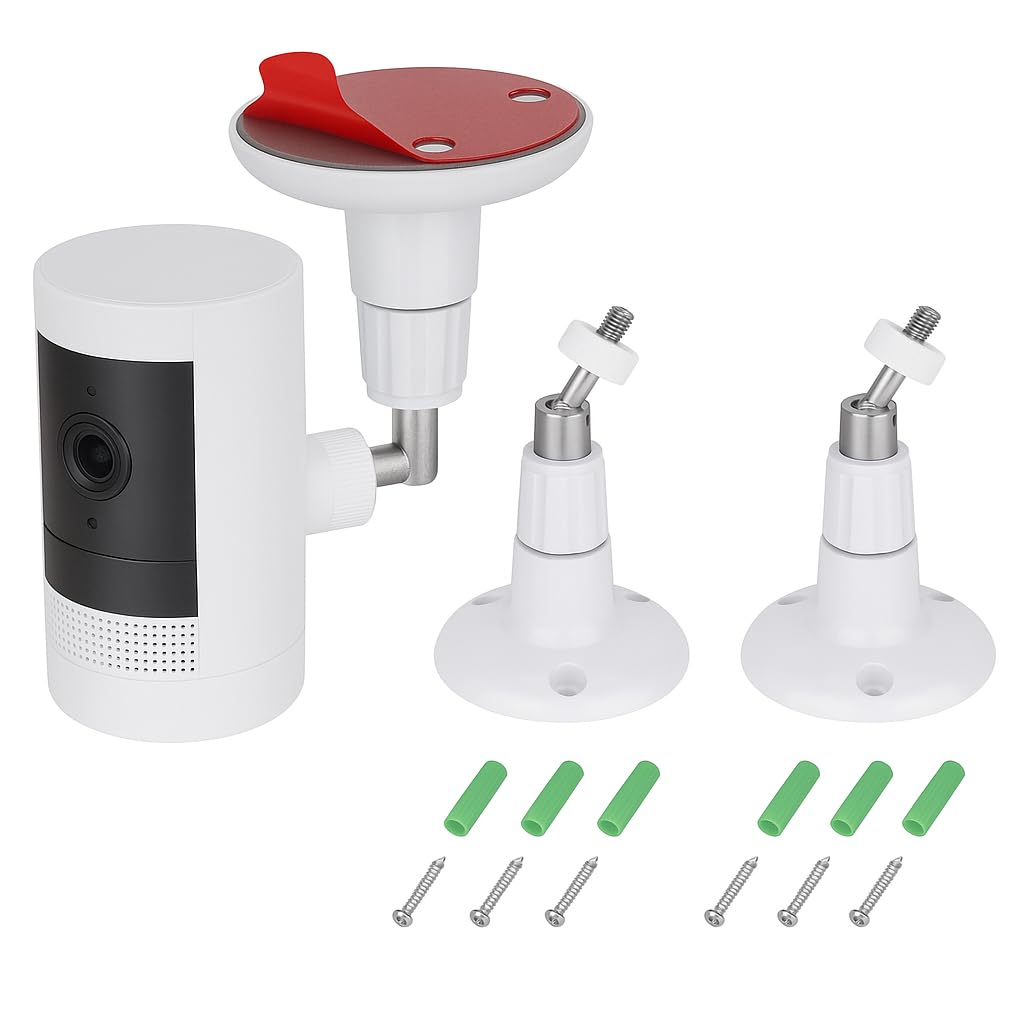 Mount for Ring Stick Up Camera, Outdoor Cam Plus, 360 Degree Adjustable Adhesive Bracket No Drill, Wall Mounts, Perfect View Angle for Your Surveillance Camera System (White)