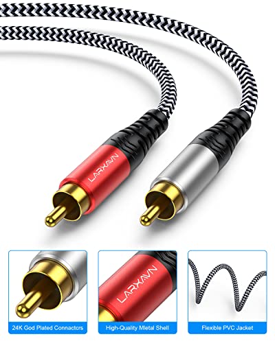 Larxavn Rca Cables, 2-Male To 2-Male Rca Audio Stereo Subwoofer Cable [Hi-Fi Sound, Nylon Braided, Shielded] Rca To Rca Audio Cable For Home Theater, Hdtv, Amplifiers, Hi-Fi Systems, Speakers- 5 Feet #TOP3