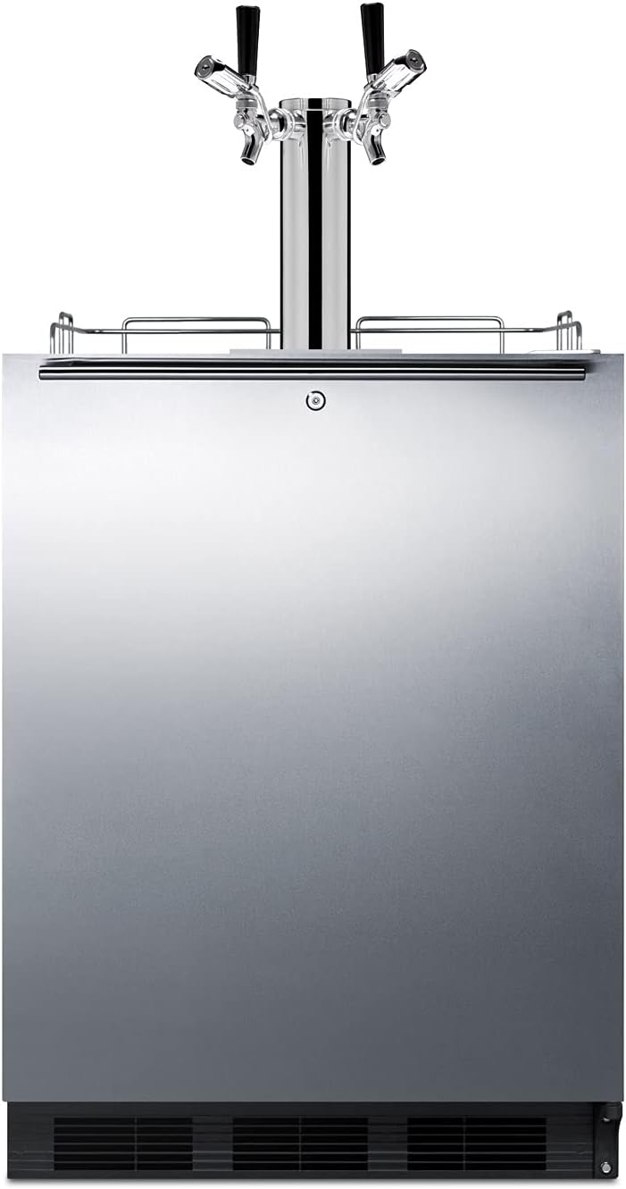 Summit 24" Undercounter Kegerator, Dual Tap Kit, ADA-Compliant, Stainless Steel - SBC58BLBIADALock 2 Tap Locks Included