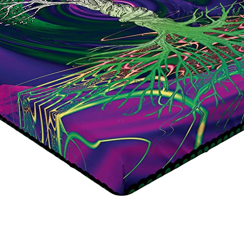 Ambesonne Nature Fitted Sheet, Digital Psychedelic Tree Of Life Turning Gothic Background Mystery Display, Soft Decorative Fabric Bedding All-Round Elastic Pocket, Queen Size, Fuchsia Purple #TOP3