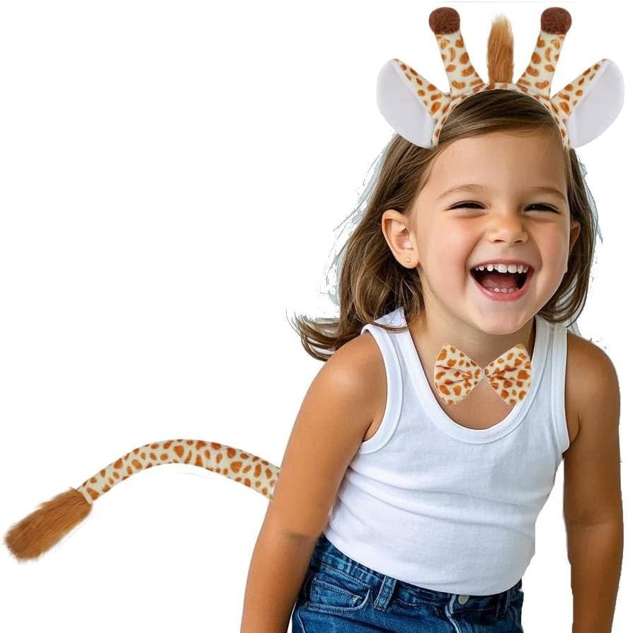 Kirei Sui Giraffe Ears Headband Animal Set Costume Halloween Dress Up Accessories for Kids & Adults