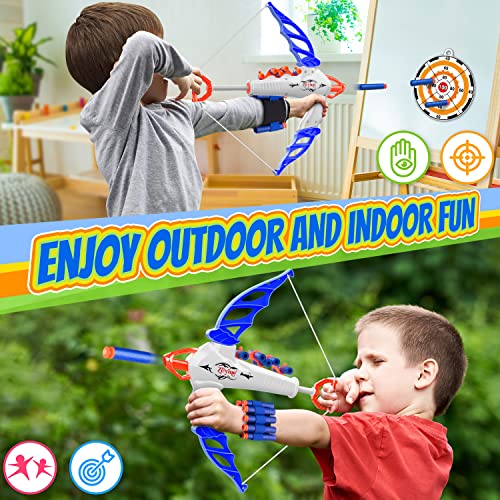 Bow And Arrow Set For Kids 3 4 5 6 7 8-12, Kids Archery Set With 20 Foam Bullets & Double-Side Target, Nef Bow Shooting Game Toys, Indoor Outdoor Toys For Kids, Gifts For Boys Girls 3-12 Years Old #TOP1