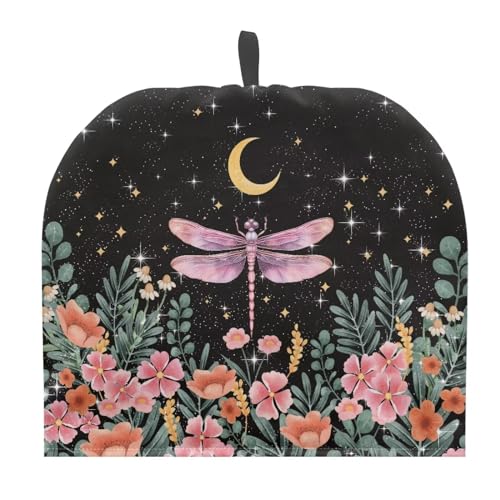 Tutolipy Dragonfly Floral Field Tea Cozy Cover Warmth Keep Tea Kettle Cover Insulated Teapot Cover with Top Handy Loop Tea Cosies Reusable