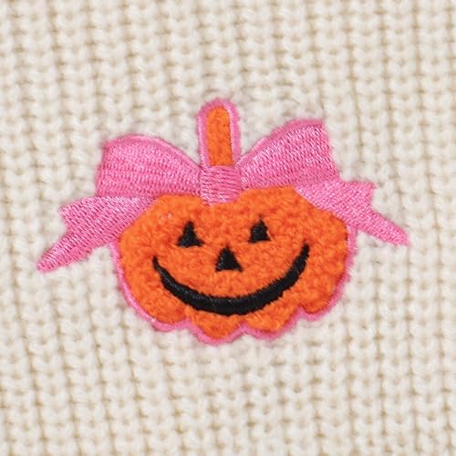 Girls Cute Pumpkin Pullover Kids Print Ribbed Knitted Crewneck Tops Warm Christmas Long Sleeve Sweaters4