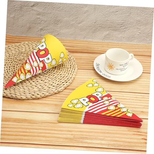 Image of TOYANDONA 100 Pcs Paper Popcorn Bags, Cone Shaped Party Popcorn Boxes Candy Container Great Carnival Snacking Bags for Birthday Theater Themed Parties Movie Nights (Pack of 2)