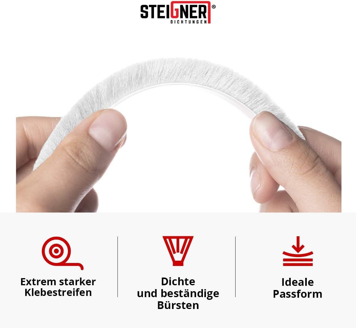 Bürstendichtung Für C-Profil 4,8 Mm – 5m Rolle, Höhe 5mm, Grau, Zugluft- & Staubschutz