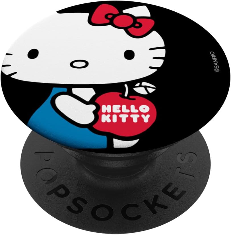 Hello Kitty Classic Apple Black PopSockets MagSafe PopGrip for iPhone