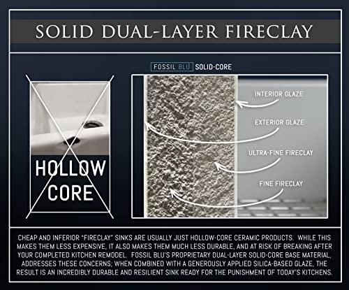 Fsw1002 Luxury 33-Inch Solid Fireclay Farmhouse Sink In White, Stainless Steel Accs, Flat Front #TOP6